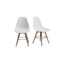 Lot de 2 chaises STELLA blanches pieds hêtre massif