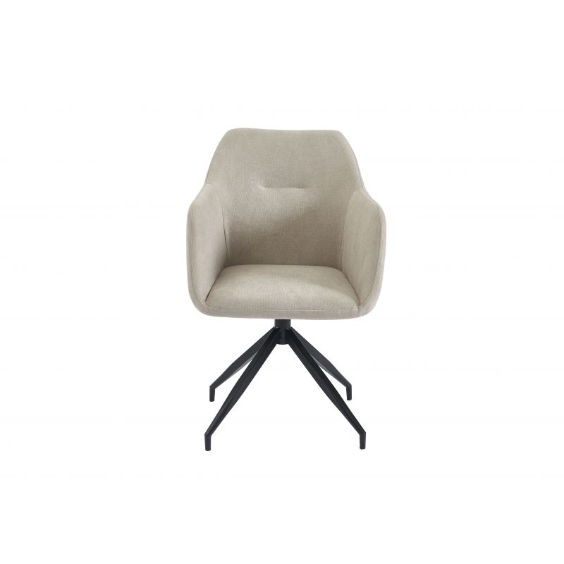 Fauteuil de table DALSTON velours beige pivotant