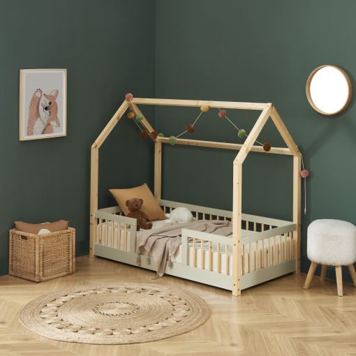 Lit 70x140 sommier inclus Adeline Bois - Lits bébé/Lit au sol bébé -  petits-meubles