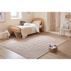 Tapis MALO beige motif marelle 80x150 cm