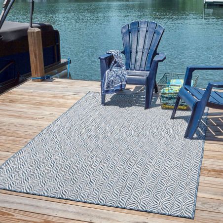 Tapis CHYPRE bleu motif graphique 160x230cm