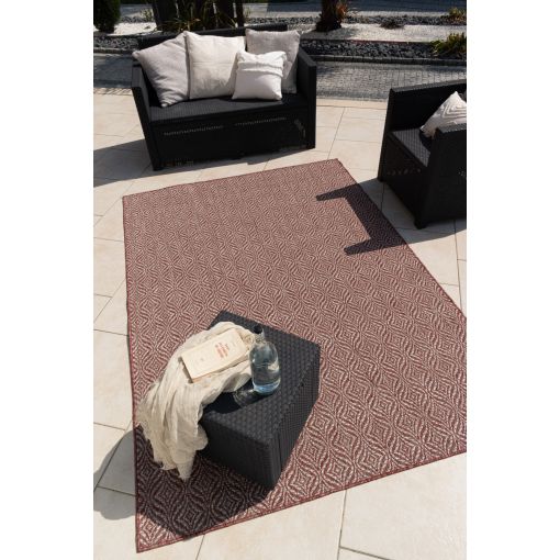 Tapis d'extérieur CHYPRE rouge motif graphique 160x230cm