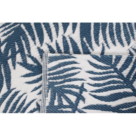 Tapis CORFOU bleu motif feuilles 150x220cm