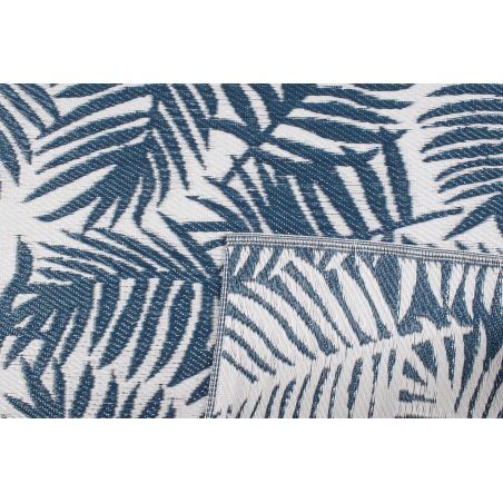 Tapis CORFOU bleu motif feuilles 150x220cm