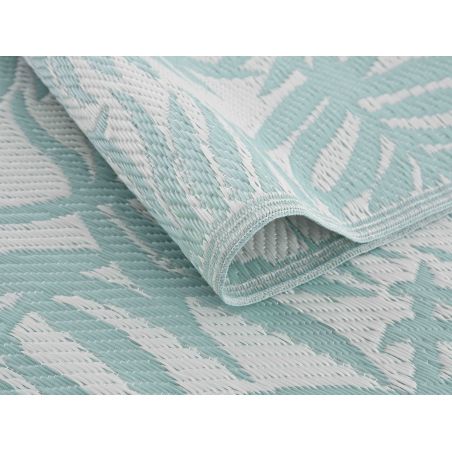 Tapis CORFOU turquoise motif feuilles 150x220cm