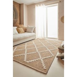 Tapis FORANA blanc et jaune aspect jute 160x230cm