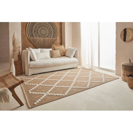 Tapis FORANA blanc et jaune aspect jute 160x230cm