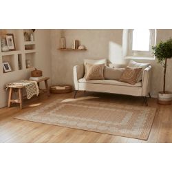 Tapis MALLORCA marron et blanc aspect jute 200x290cm