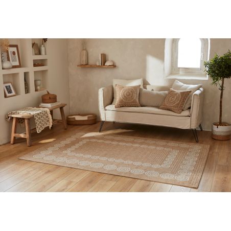 Tapis MALLORCA marron et blanc aspect jute 200x290cm