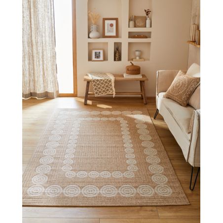 Tapis MALLORCA marron et blanc aspect jute 200x290cm