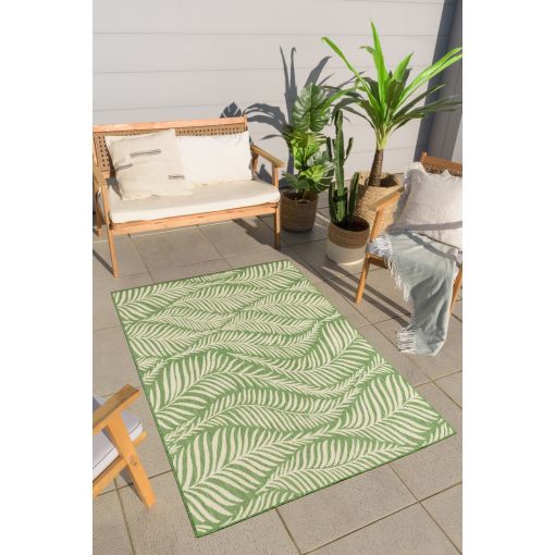 Tapis d'extérieur SAONA vert motif feuilles 160x230cm