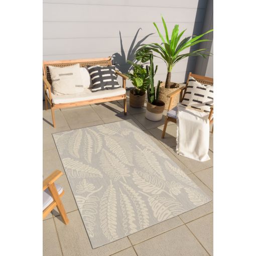 Tapis d'extérieur SICILIA gris motif palmier 160x230cm