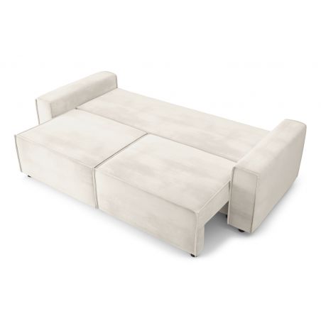 Canapé droit MIRA convertible velours beige 3 places