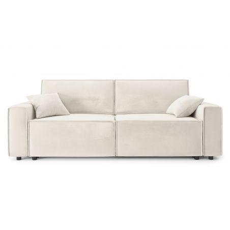 Canapé droit MIRA convertible velours beige 3 places