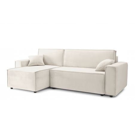 Canapé d'angle MIRA convertible et réversible velours beige