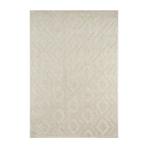 Tapis ELLA crème motif losange 80x150 cm