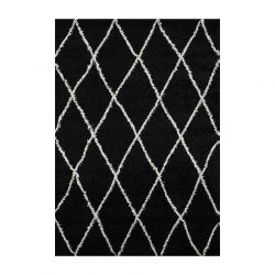 Tapis THEA noir motif losange 67x180 cm