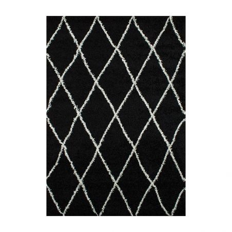 Tapis THEA noir motif losange 160x230 cm