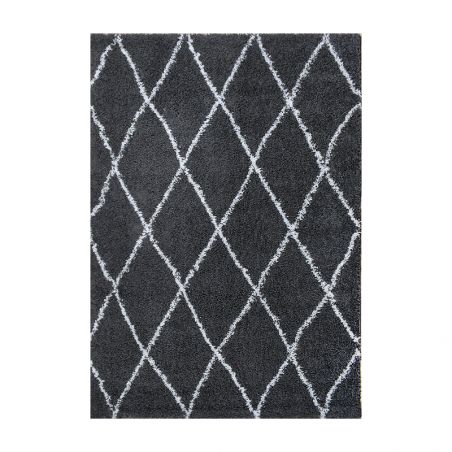 Tapis THEA anthracite motif losange 67x180 cm