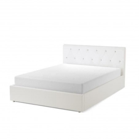 Lit coffre BAHIA simili blanc 160x200 sommier inclus