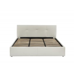 Lit coffre SEGURO simili blanc 180x200 sommier inclus