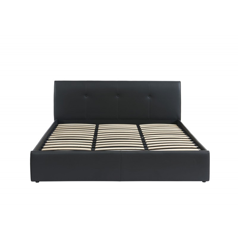 Lit coffre SEGURO simili noir 180x200 sommier inclus