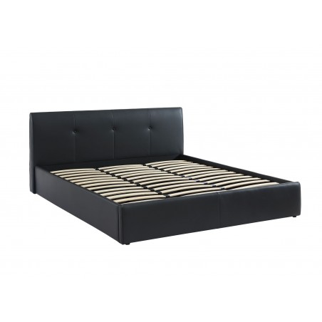 Lit coffre SEGURO simili noir 180x200 sommier inclus