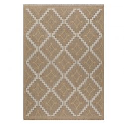 Tapis d'extérieur FORANA blanc et jaune aspect jute 160x230cm