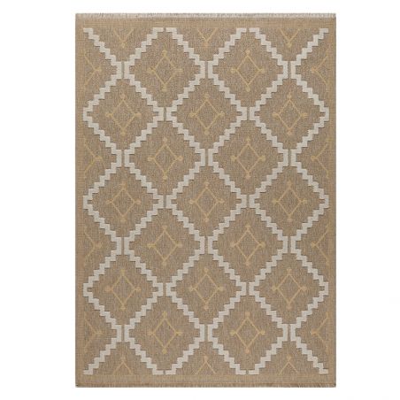 Tapis d'extérieur FORANA blanc et jaune aspect jute 160x230cm