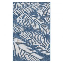 Tapis d'extérieur IBIZA bleu motif feuilles 200x290cm