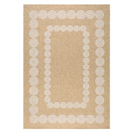 Tapis d'extérieur MALLORCA marron et blanc aspect jute 200x290cm 