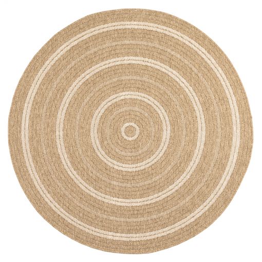 Tapis d'extérieur MENORCA rond marron et blanc aspect jute 160x160cm