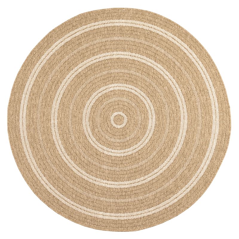 Tapis d'extérieur MENORCA rond marron et blanc aspect jute 160x160cm