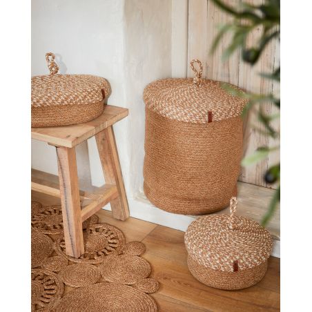 Panier TARO beige et blanc 35x45 cm