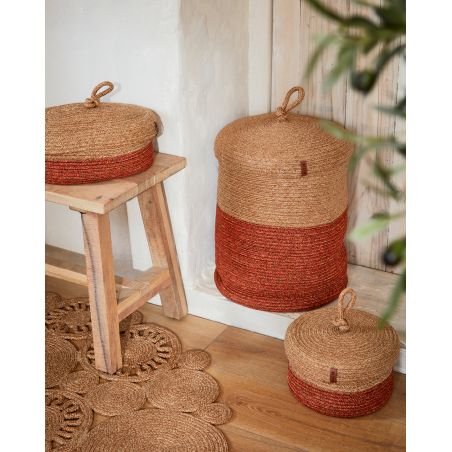 Panier TARO beige et terracotta 23x37 cm