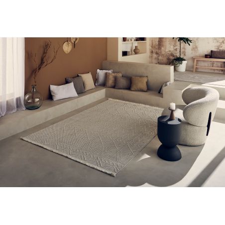 Tapis KUTA crème motif géométrique 120x170 cm