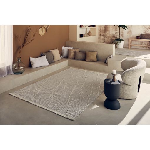 Tapis KUTA crème motif linéaire 60x90 cm