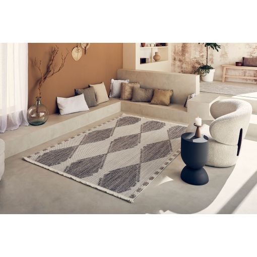 Tapis KUTA crème motif losange 60x90 cm