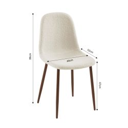 Lot de 4 chaises BIRGIT tissu bouclette écru pieds bois foncé