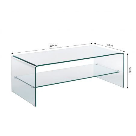 Table basse GINZA verre trempé transparent 120cm