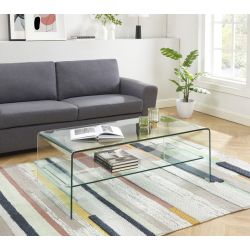 Table basse GINZA verre trempé transparent 120cm