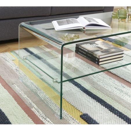 Table basse GINZA verre trempé transparent 120cm