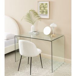 Bureau GINZA verre trempé transparent 120cm