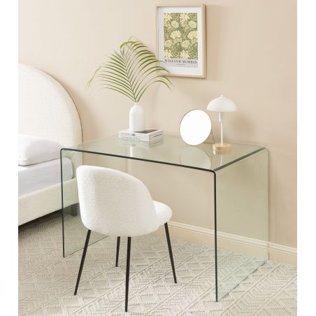 Bureau GINZA verre trempé transparent 120cm