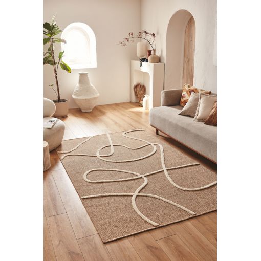 Tapis PIA blanc motif linéaire 120x160 cm