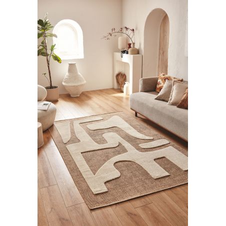 Tapis PIA blanc motif contemporain 120x160 cm