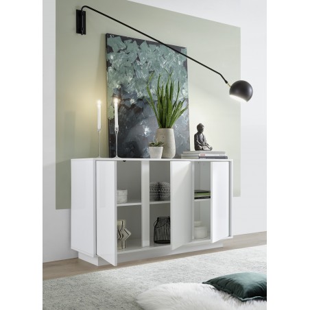 Buffet MILANO laqué blanc brillant 138cm