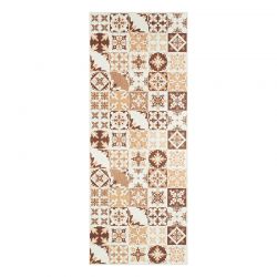 Tapis de cuisine YARA orange motif carreaux de ciment 70x180cm