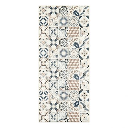 Tapis de cuisine YARA marron motif carreaux de ciment 50x100 cm