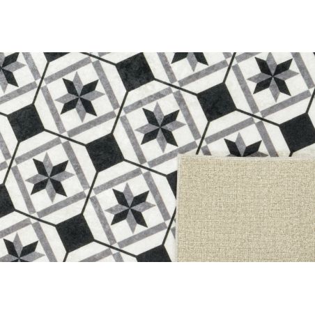 Tapis de cuisine YARA noir motif carreaux de ciment 70x180cm